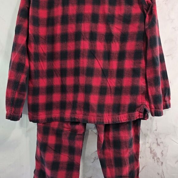 Eddie Bauer Pajamas Womens Medium Buffalo Plaid Red PJ Set Flannel Holiday - Picture 8 of 16